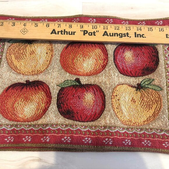 Vtg Apple Placemats Tapestry Woven Set Of 4 Farmhouse Country - Picture 5 of 6